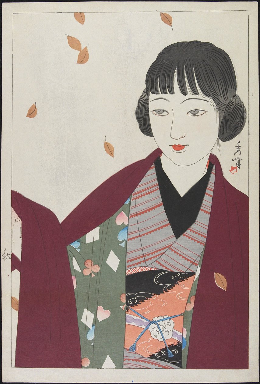 Outono, 1936 (impressão em xilogravura a cores) de Yamakawa Shuho