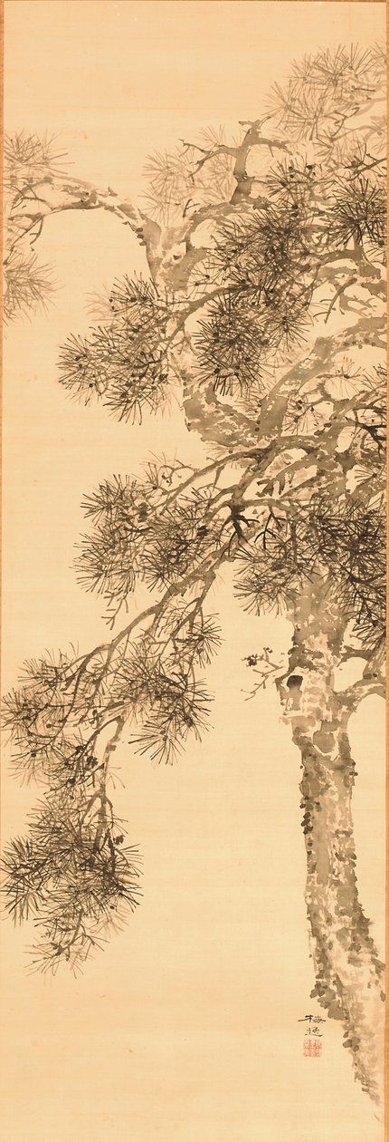 Pinho, antes de 1856 (tinta sobre seda) de Yamamoto Baiitsu
