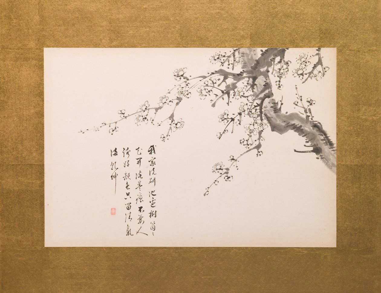 Prunus Blossoms, ecrã desdobrável, painel 1 de 4, período Edo 1844 (tinta sobre papel) (ver também 752779-82) de Yamamoto Baiitsu