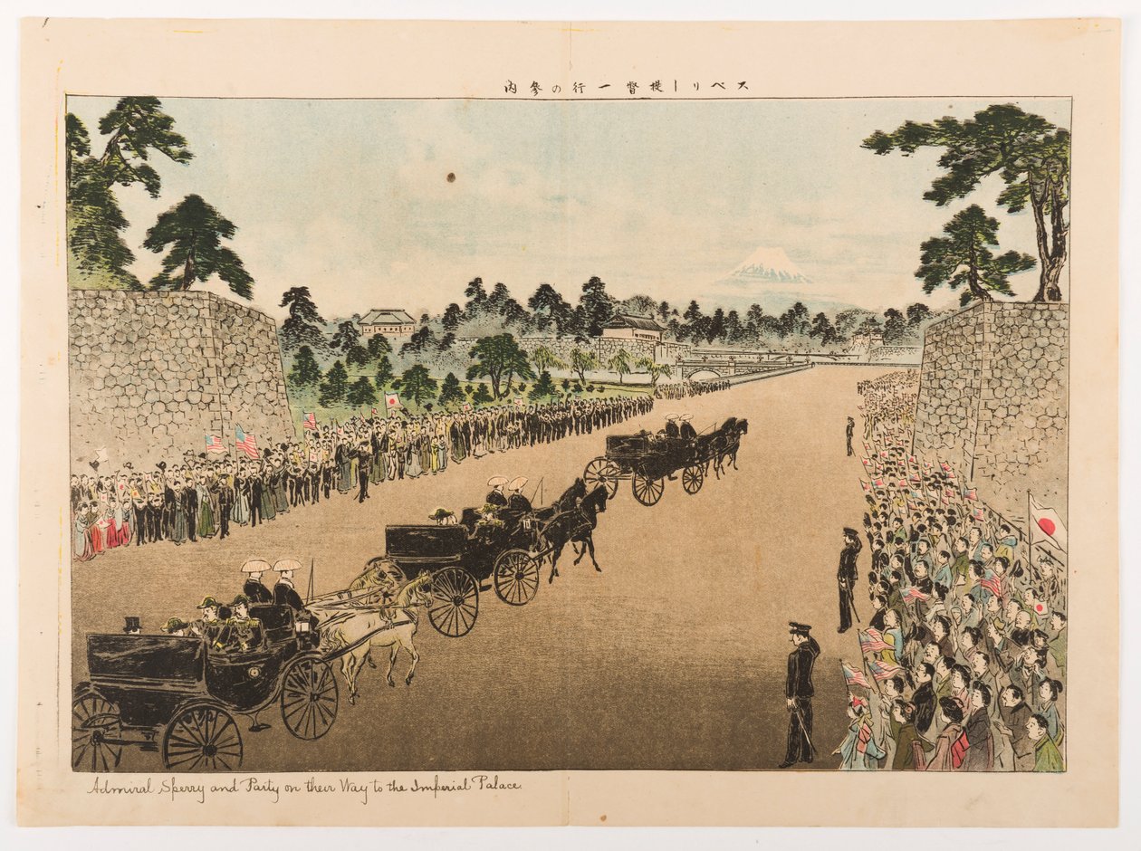 Almirante Sperry e festa a caminho do Palácio Imperial de Yamamoto Shoun