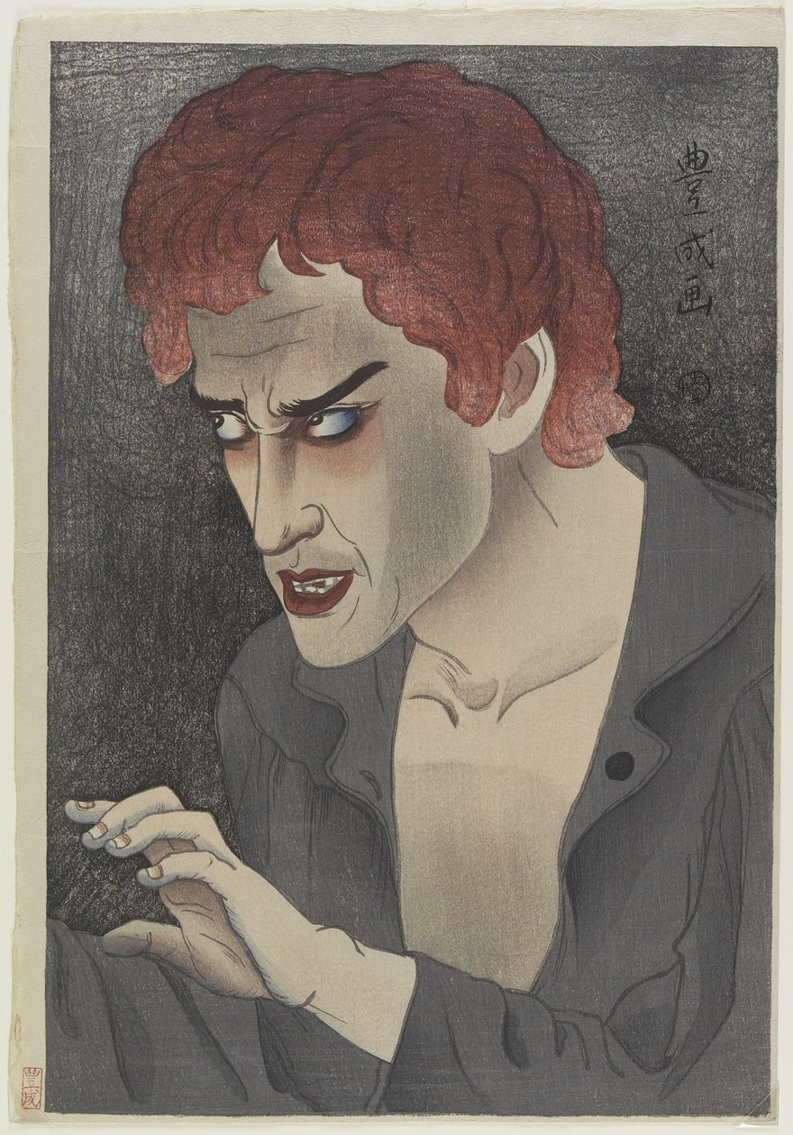 Ator Morita Kanya XIII (1907-75) como Jean Valjean, 1921 (impressão de woodblock de cor) de Yamamura Koka
