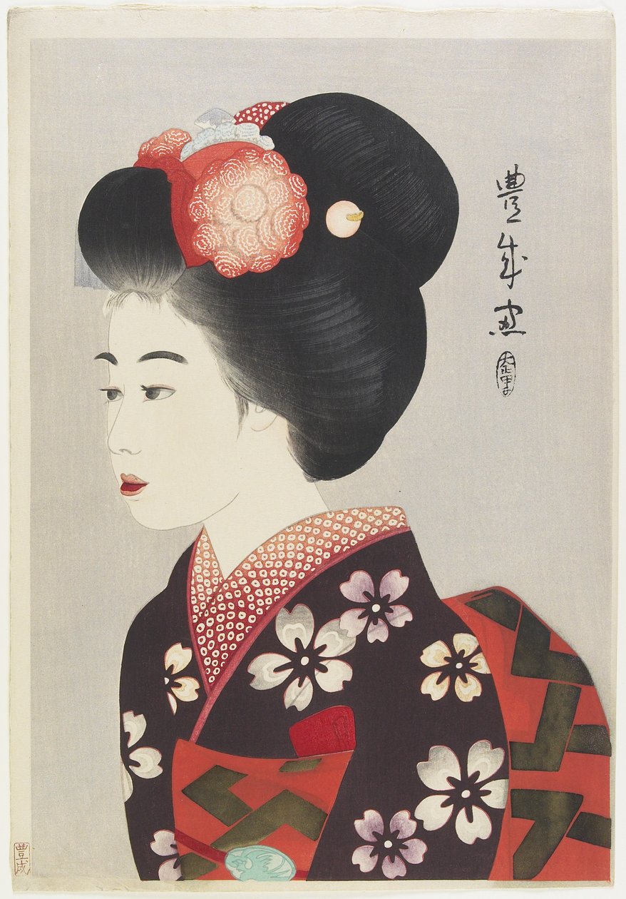 Maiko Girl, 1924 (impressão em xilogravura a cores) de Yamamura Koka