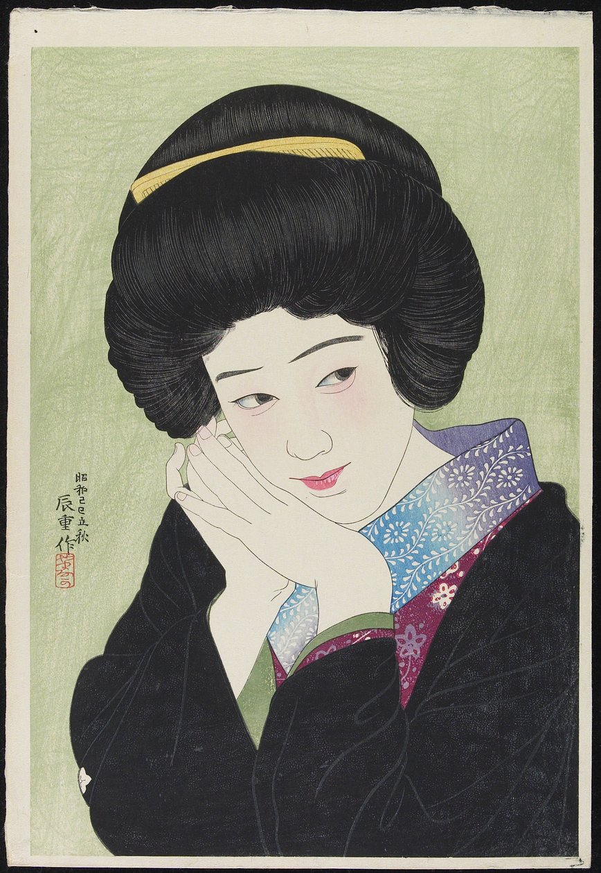 A atriz Sakai Yoneko, agosto de 1929 (impressão em xilogravura a cores) de Yamanaka Kodo 1869 1945 Yamanaka Kodo 1869 1945