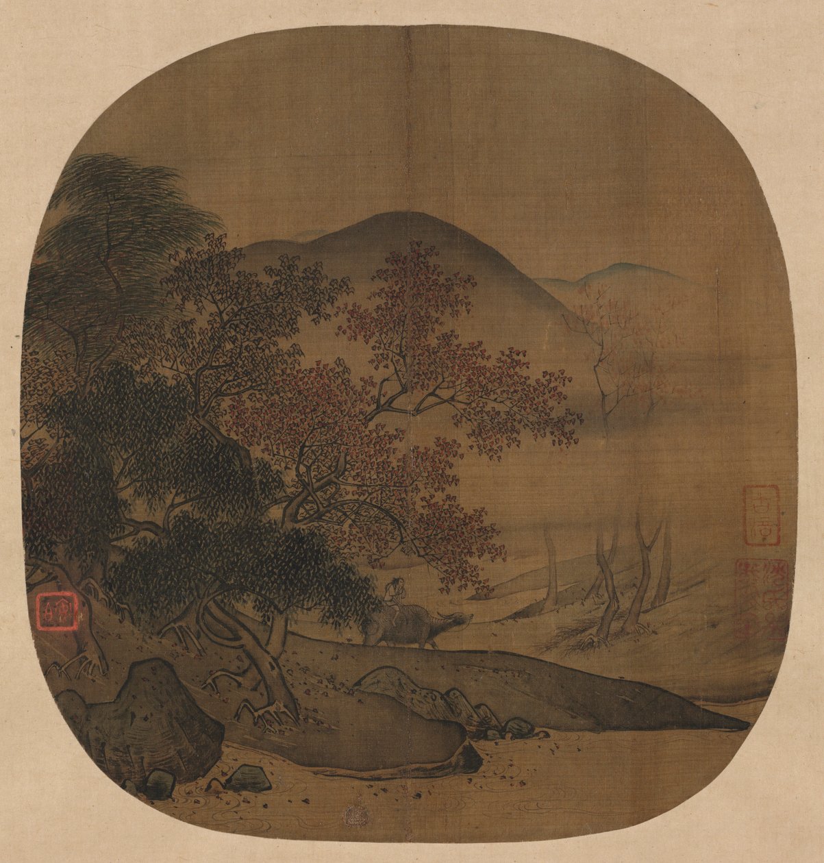 Búfalo e menino na paisagem outonal, 1127-1279. de Yan Ciping