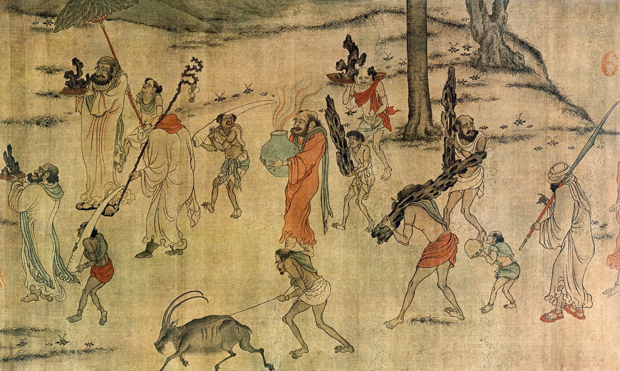 Vassal trazendo suas homenagens à quadra de Tang, c.600-673 (tinta e cor sobre seda) de Yan Liben (attr. to)