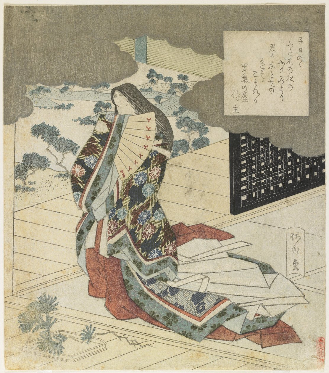 (Dama da corte segurando um leque), c. 1824 de Yanagawa Shigenobu