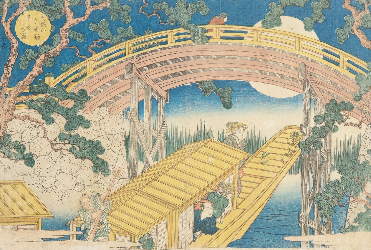 Fan Bridge de Moonlight, de &39;Views of Mount Tempo&39;, 1834 (impressão em xilogravura) (ver também 17723) de Yashima Gakutei