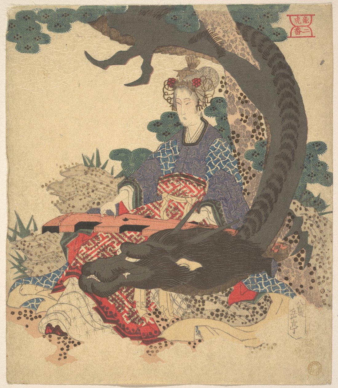Benzaiten e o dragão de Yashima Gakutei