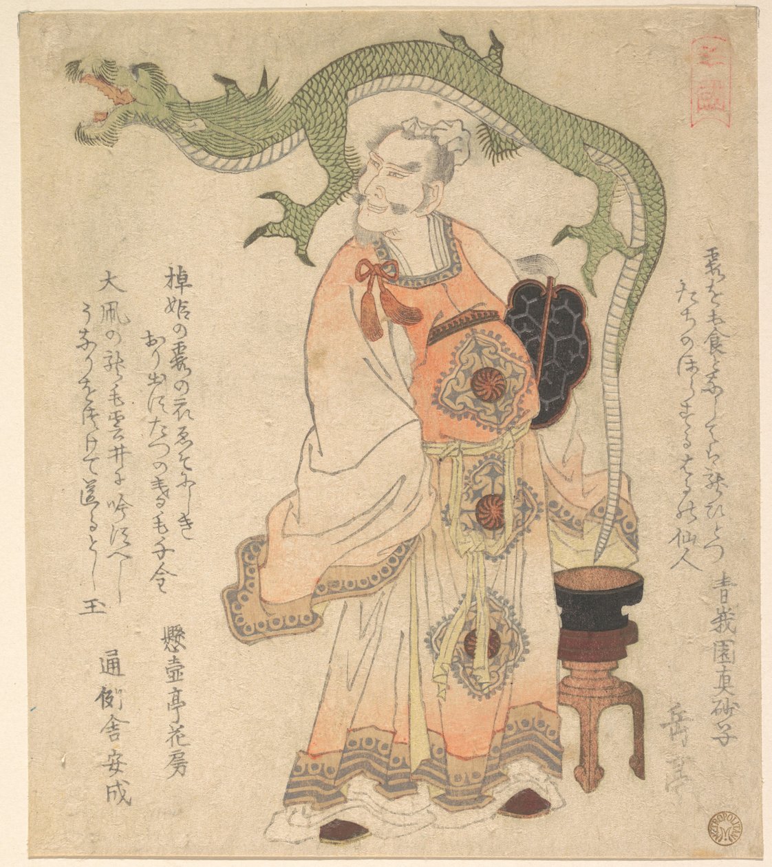 Sábio chinês a evocar um dragão de Yashima Gakutei