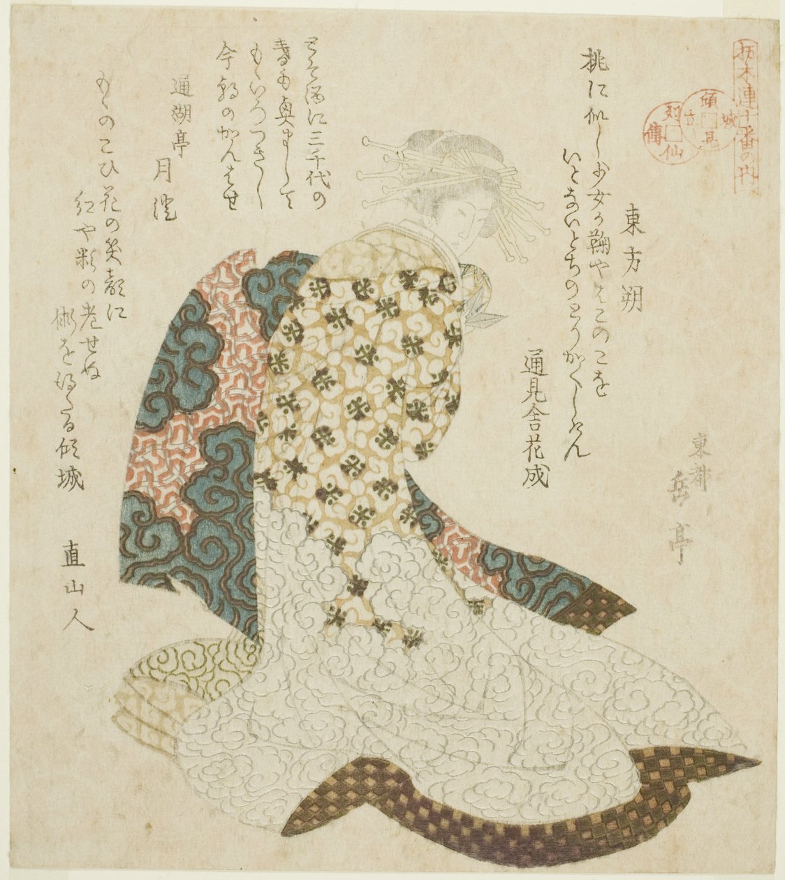 Dongfang Shuo (Tohosaku), da série "A Vida dos Imortais Taoístas Parodiados por Cortesãs - Uma Série de Sete" de Yashima Gakutei