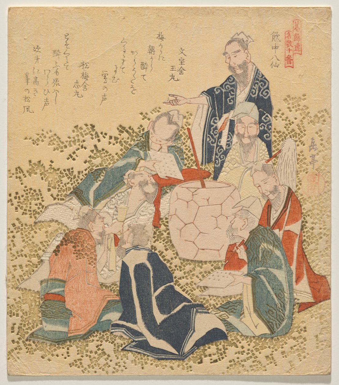 Oito Imortais Bêbados (Inch? hassen), da série Dez Números Famosos (Meis? j?ban) de Yashima Gakutei