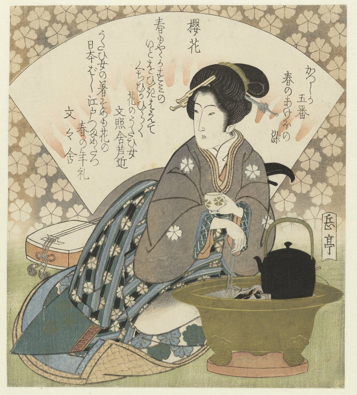 Flor de cerejeira
Sakura no hana (título sobre o objecto)
Uma série de cinco gravuras para a sociedade de poesia Katsushika: Cores do amanhecer da Primavera (título da série)
Katsushika goban - Haru no akebonosome (título da série sobre o objecto) de Yashima Gakutei