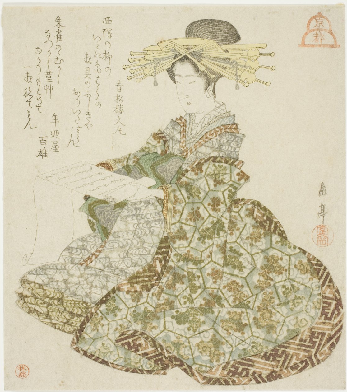 Kyoto: Cortesã de Shimabara, de uma série sem título das três capitais de Yashima Gakutei