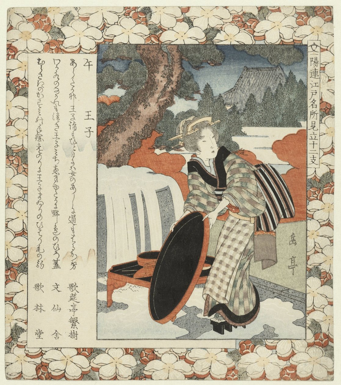 Cavalo: Ôji
Uma-Oji (título sobre o objecto)
Lugares famosos em Edo e os doze signos do zodíaco (título da série)
Edo meisho mitate jûnishi (título da série sobre o objecto) de Yashima Gakutei