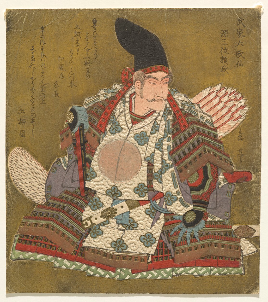 te rd coluna k Minamoto no Yorimasa (Minamoto Sanmi Yorimasa), da série Te shi x Hitomo r e outros l Samurai poet ts (Samurai Rokukasen) de Yashima Gakutei