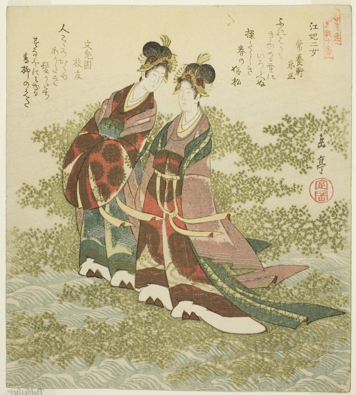 Duas Princesas do Rio (Kohi nijo), da série "A Set of Ten Famous Numbers for the Katsushika Circle (Katsushikaren meisu juban)" de Yashima Gakutei