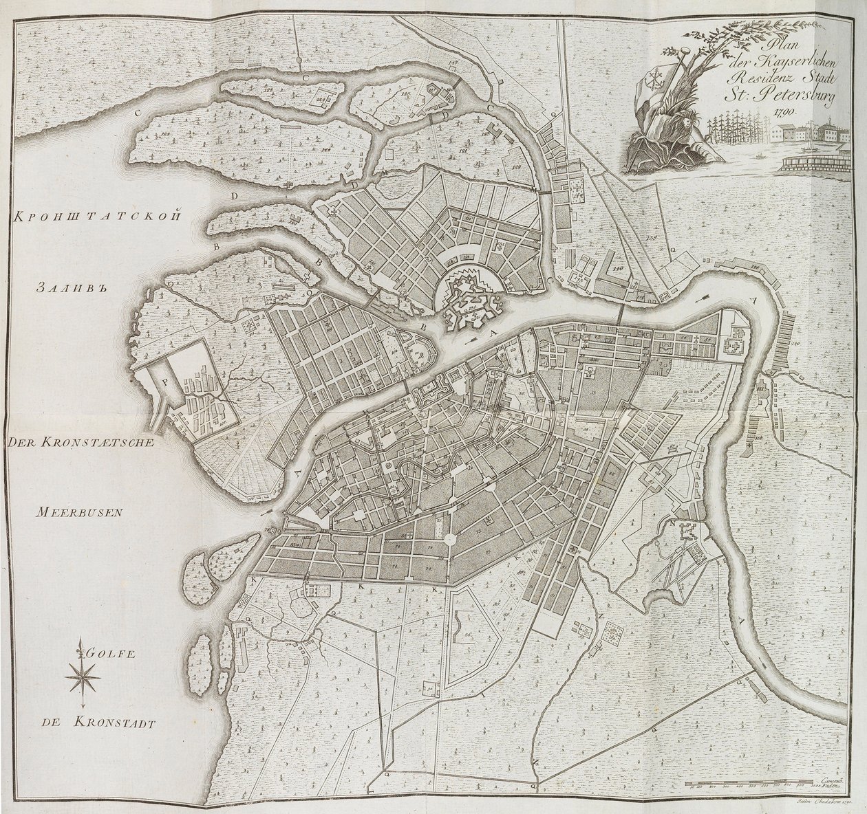 Mapa de São Petersburgo, 1790. de Yefim Maximovich Khudyakov