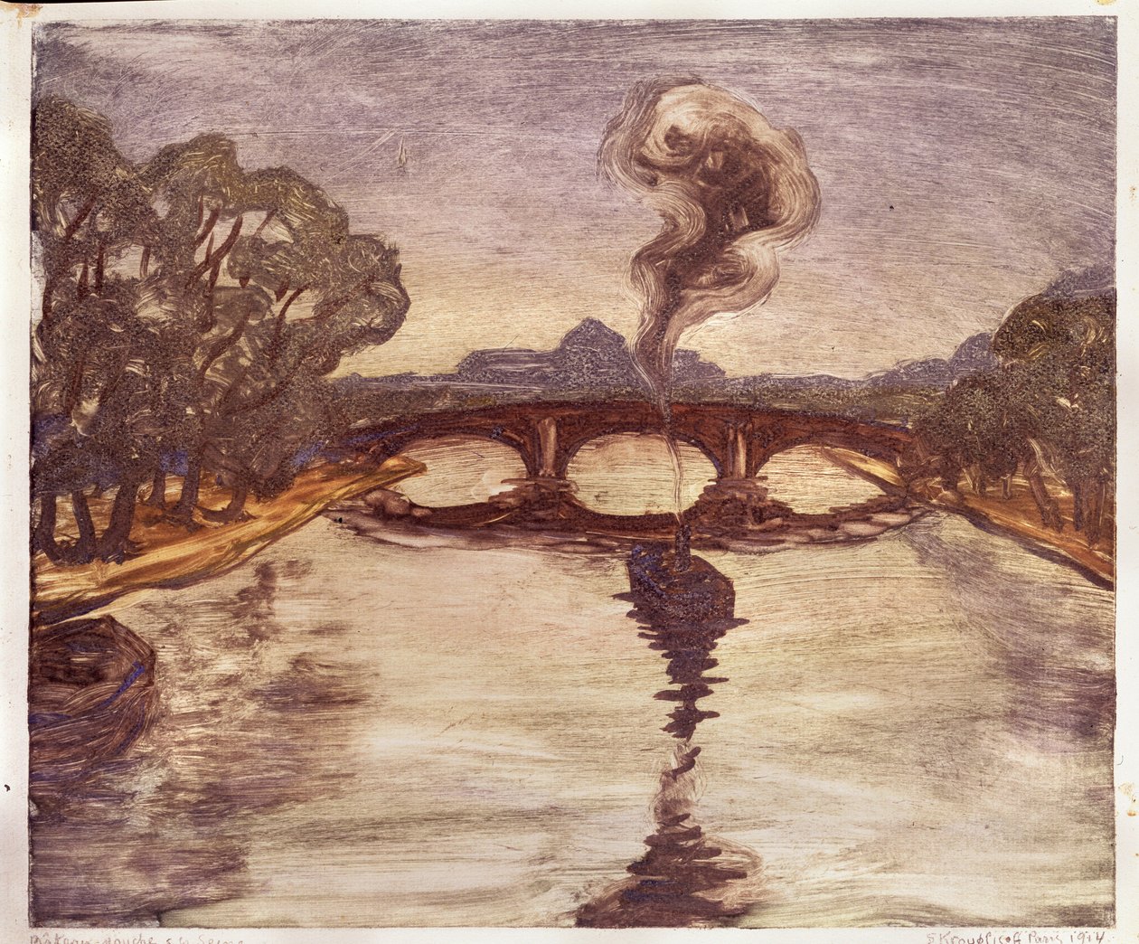 Um barco no Sena, 1914 de Yelisaveta Sergeyevna Kruglikova