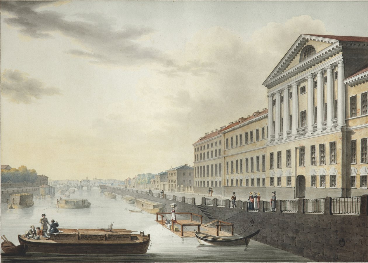 Vista do rio Fontanka da ponte Izmailovsky, 1820-1823 de Yermolai Ivanovich Yesakov