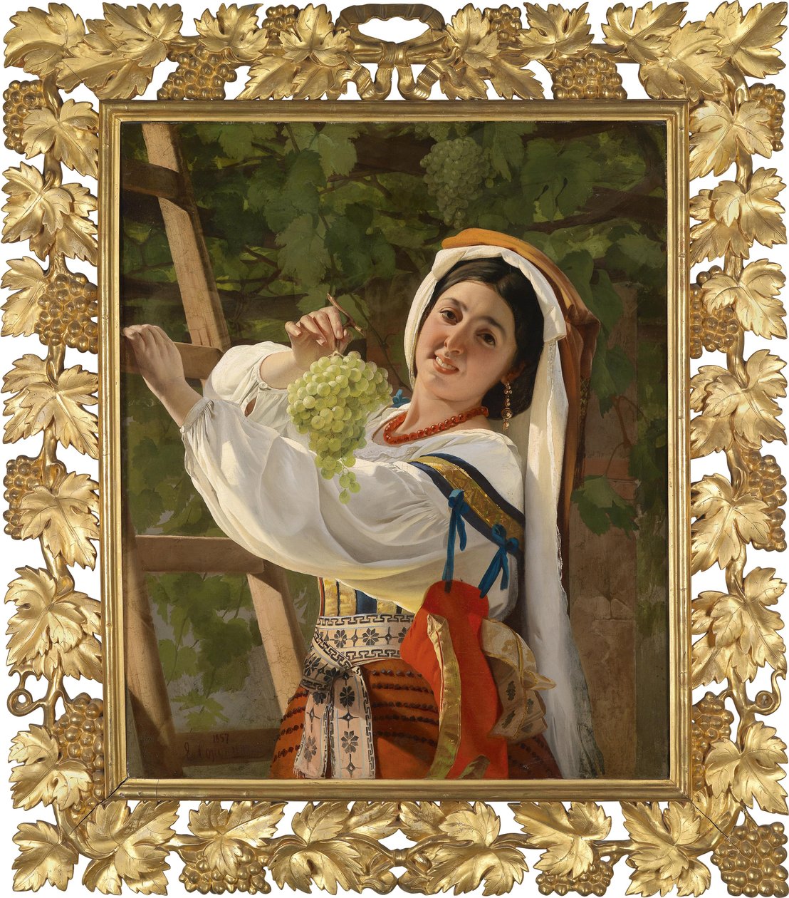 Uma garota rindo no vestido do sul da Itália, 1857 de Yevgraf Semyonovich Sorokin