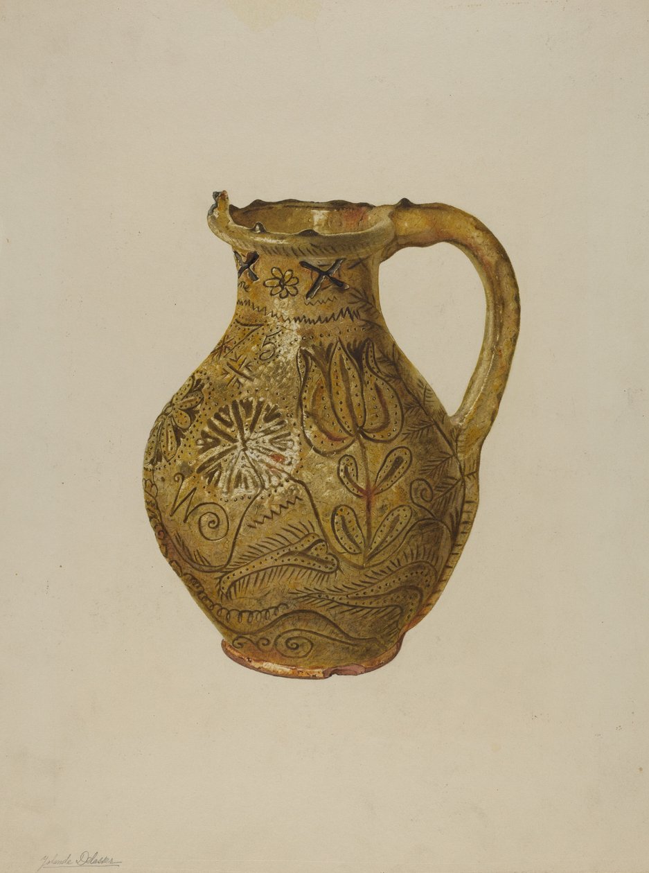 Pennsylvania German Puzzle Jug, c. 1938. de Yolande Delasser