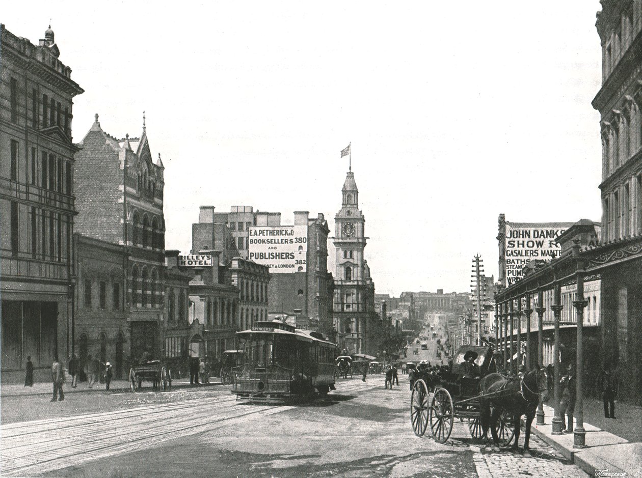 Bourke Street, olhando para o leste, Melbourne, Austrália, 1895. de York and Son