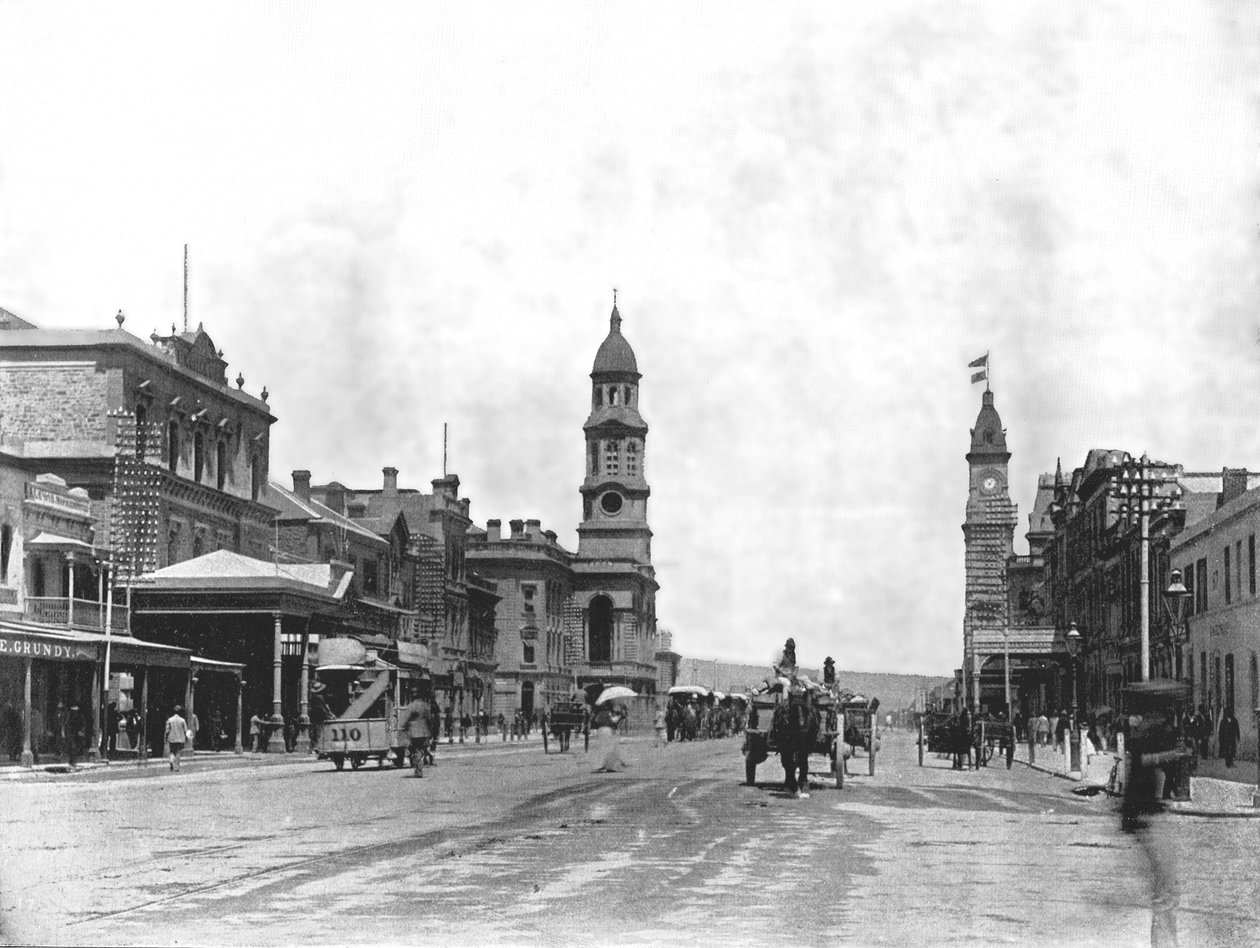 Rei William Street que olha sul, Adelaide, Austrália, 1895. de York and Son