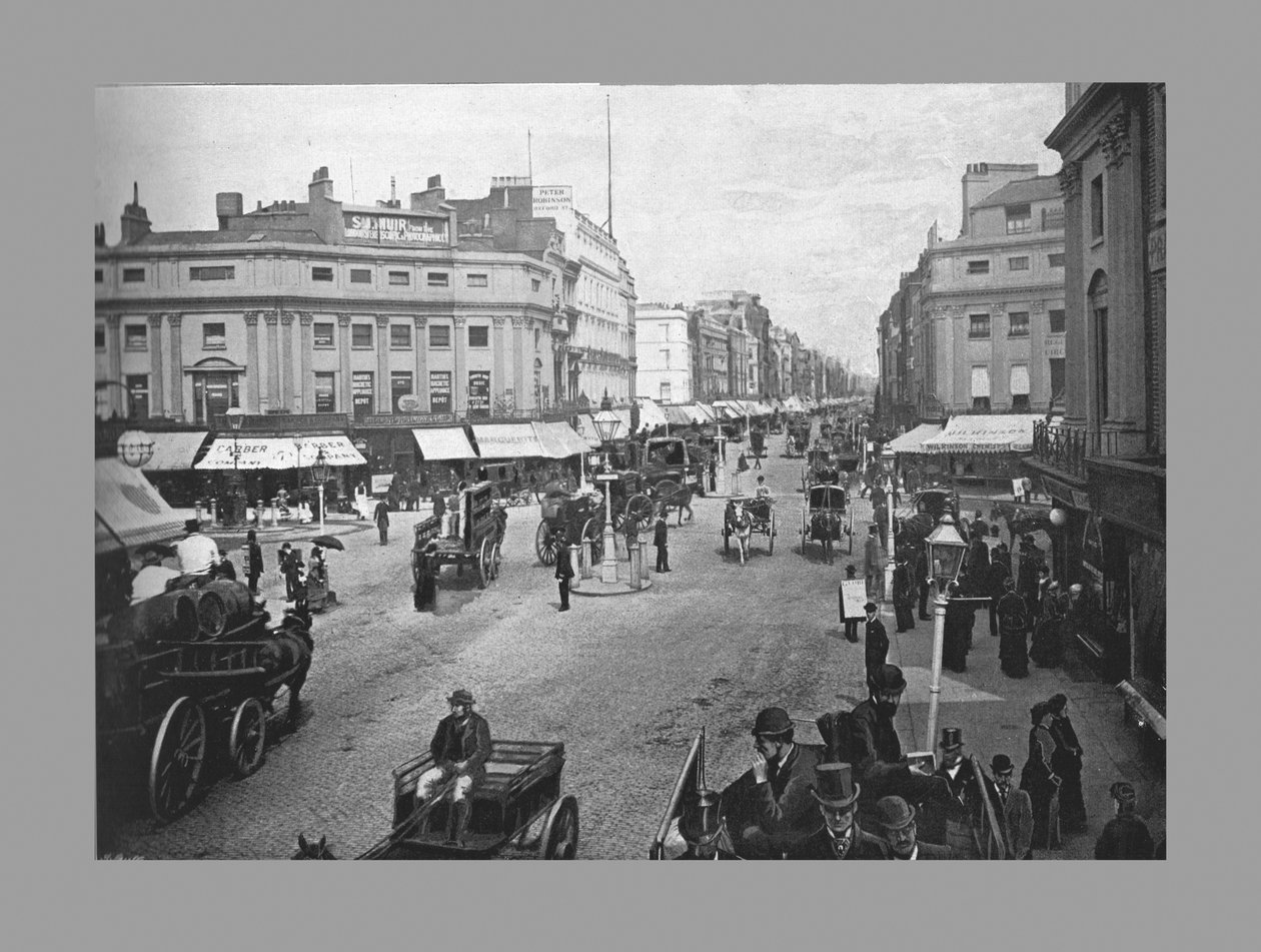 Regent Circus e Oxford Street, olhando para o leste, c1900 de York and Son