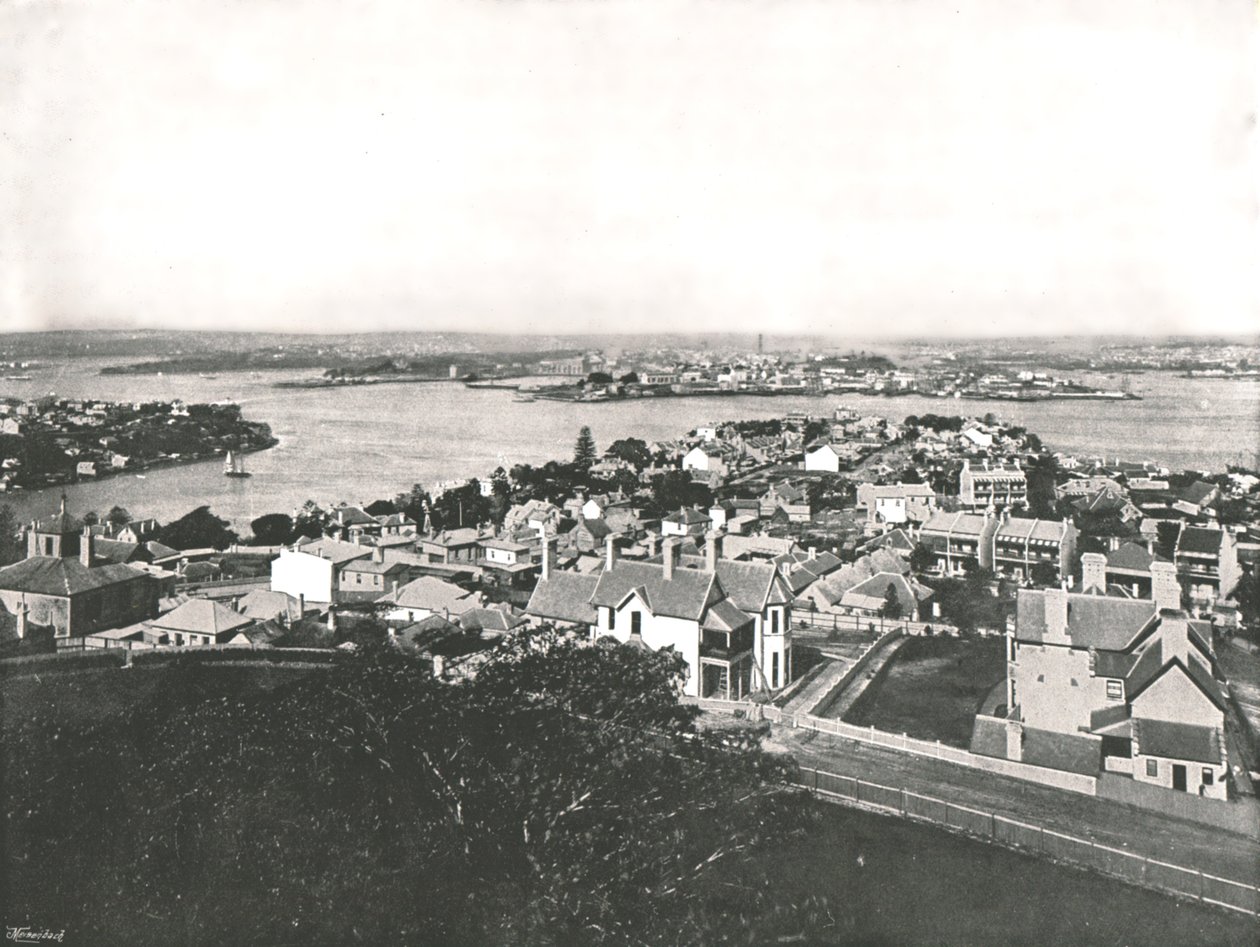 Vista da costa norte, Sydney, Austrália, 1895. de York and Son