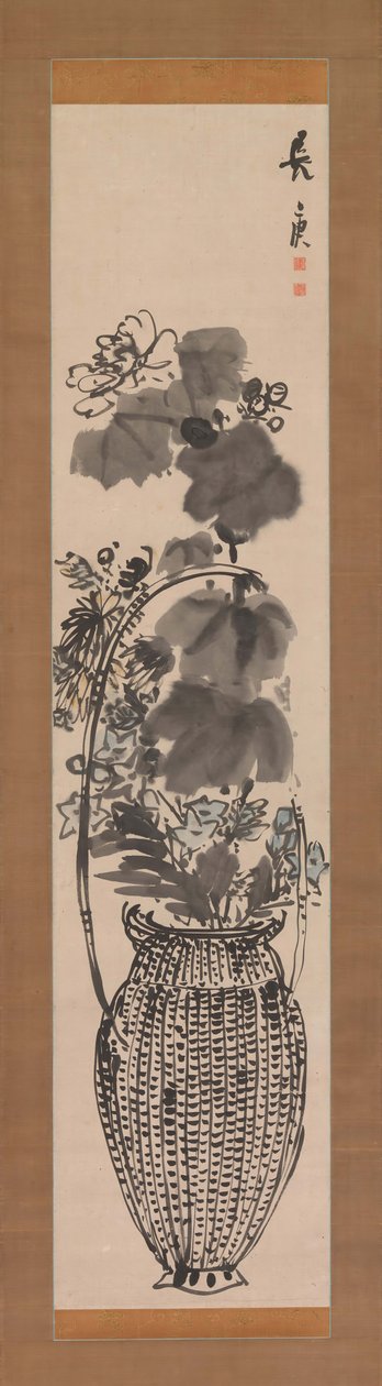 Flores de outono em uma cesta de bambu, década de 1760. de Yosa Buson