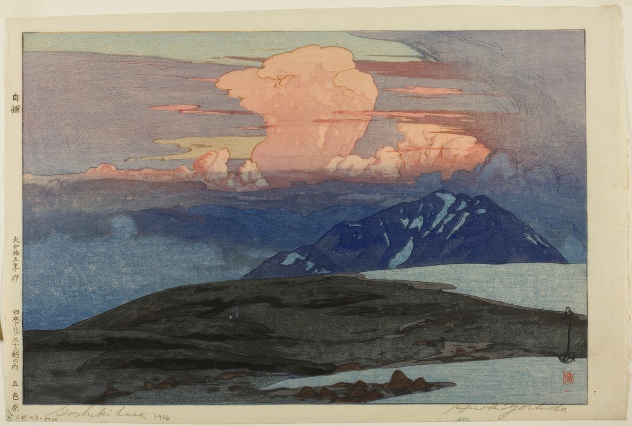 Goshiki Mountains (Goshikihara), da série "Twelve Scenes of Japanese Alps (Nihon arupusu junidai no uchi)" (Doze Cenas dos Alpes Japoneses (Nihon arupusu junidai no uchi) de Yoshida Hiroshi