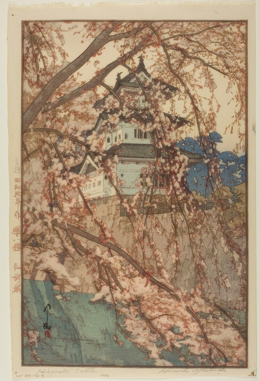 Castelo de Hirosaki, da série "Oito Vistas de Flores de Cerejeira". de Yoshida Hiroshi