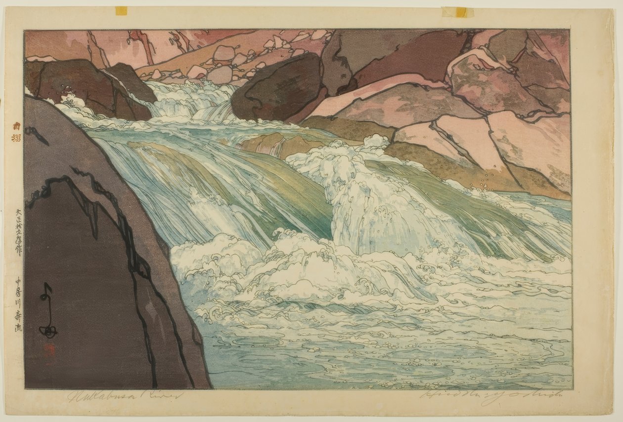 Rapids do Rio Nakabusa de Yoshida Hiroshi