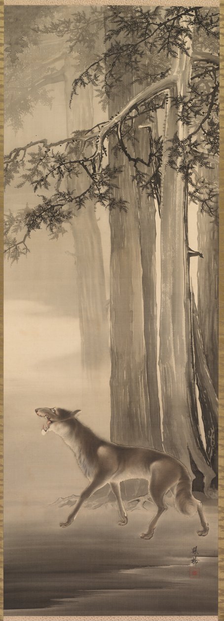 Lobo Uivante em um Vale de Montanha Profunda de Yoshimura Hōryū