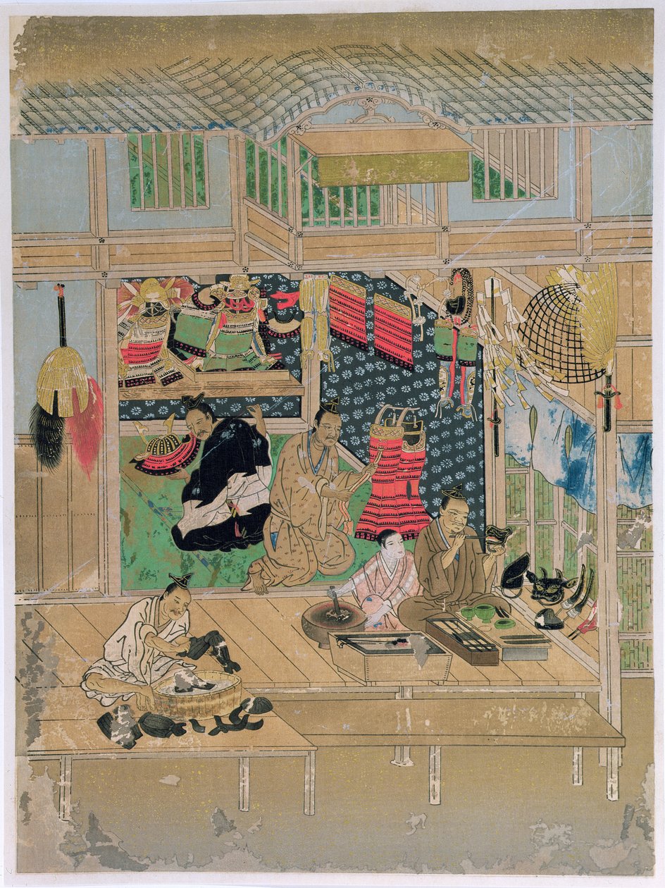The Armourers, ilustração da revista &39;The Kokka&39;, julho de 1914 9colour litho) de Yoshinobu Kano