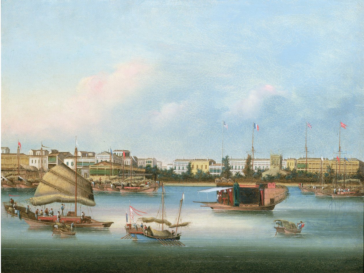 O Hongs no cantão, c.1855 (óleo) de You Qua