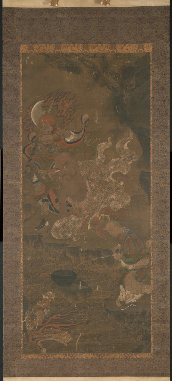 Arhat Domando o Dragão de Yuan dynasty Chinese