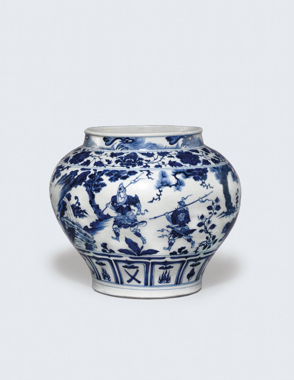 Um frasco azul e branco excepcionalmente raro e importante, Guan de Yuan Dynasty Chinese School