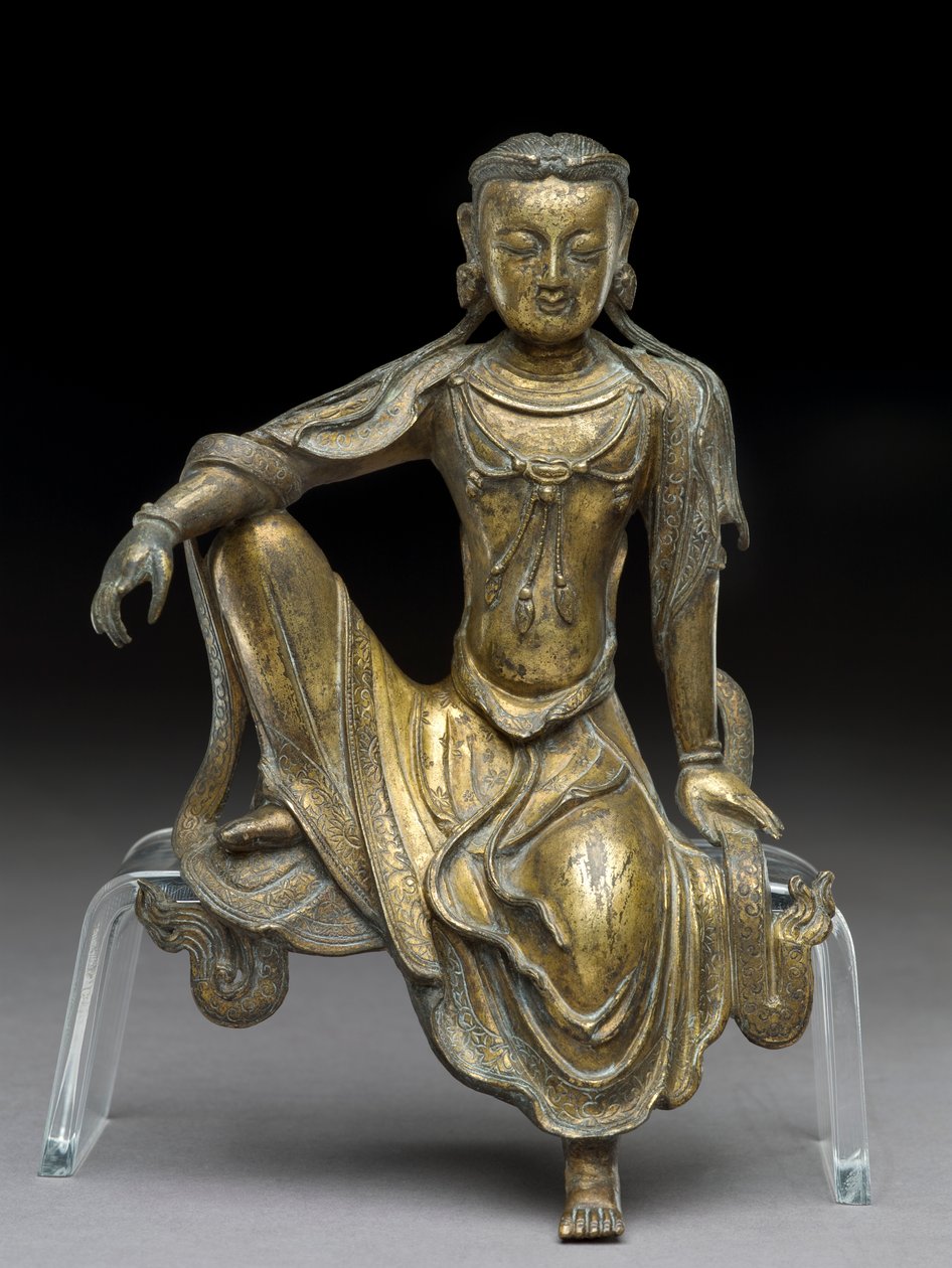 Bodisatva Avalokitesvara, dinastia Yuan (bronze dourado) (ver também 119004) de Yuan Dynasty Chinese School