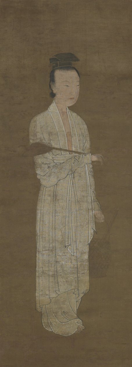 Retrato de uma mulher de branco: Lu Meiniang de Yuan Dynasty Chinese School