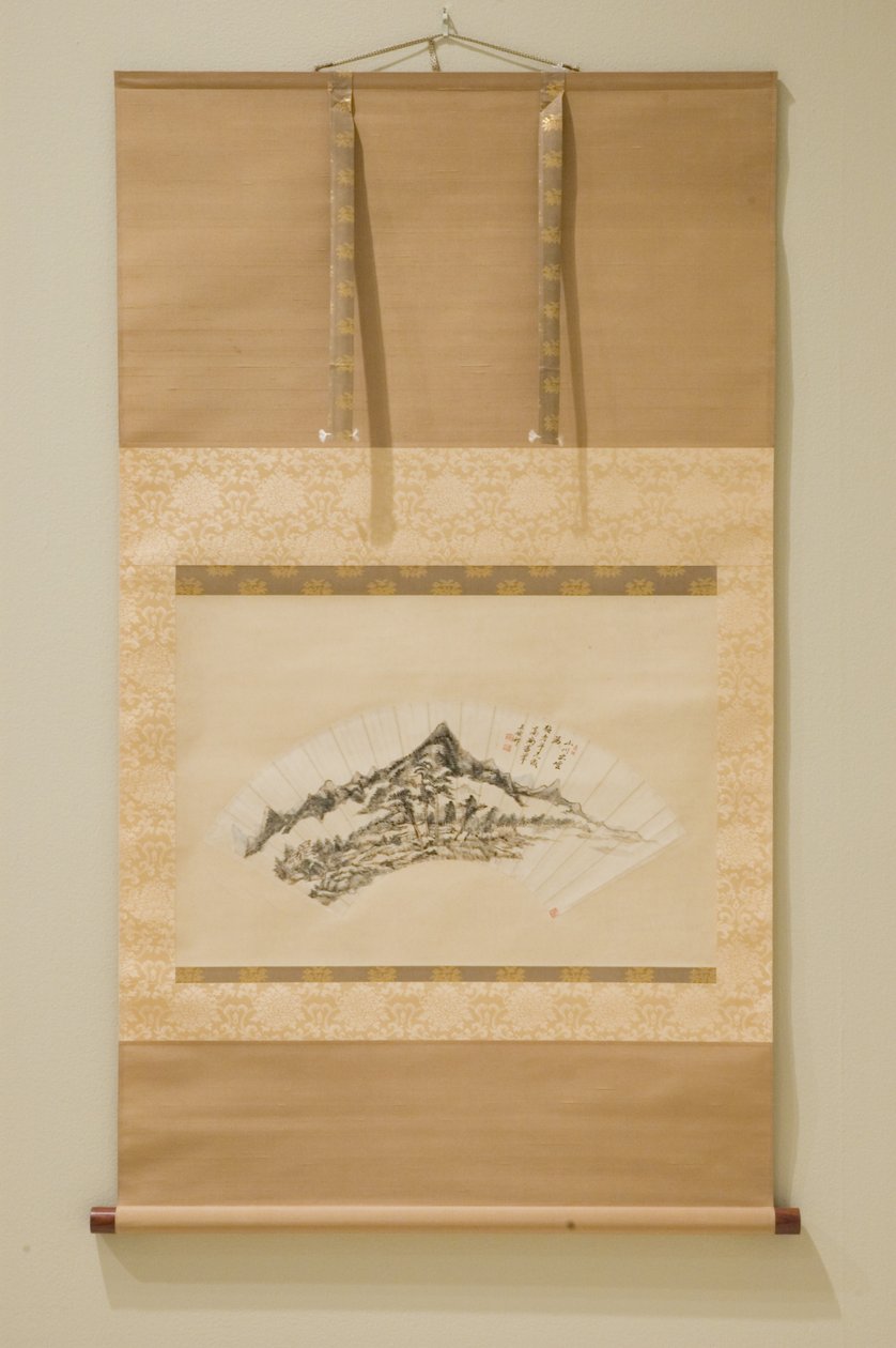 Colinas, riachos e nuvens negras (tinta e cor sobre papel) de Yuanqi Wang