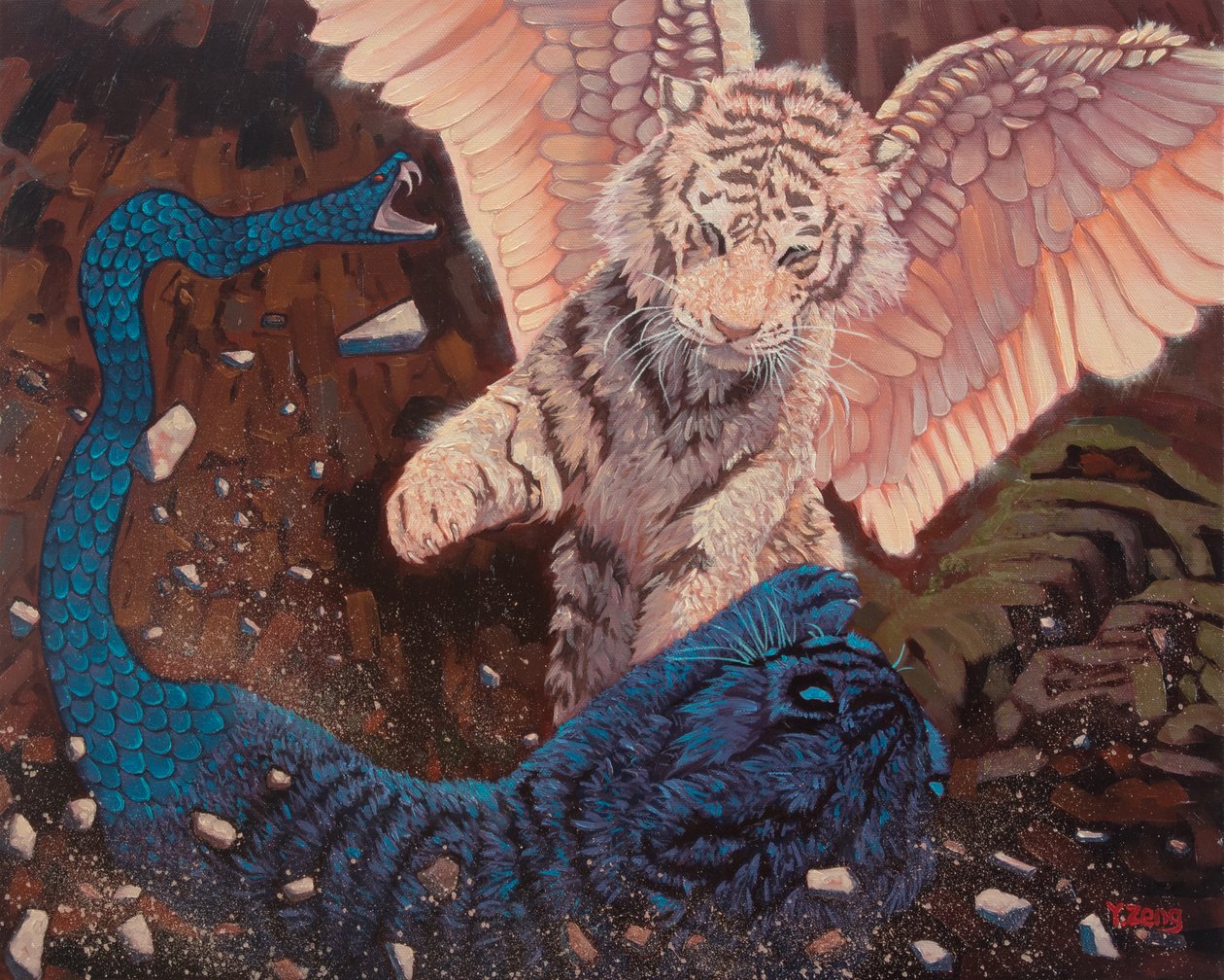 Anjo e demónio, 2023 (óleo sobre tela) de Yue Zeng