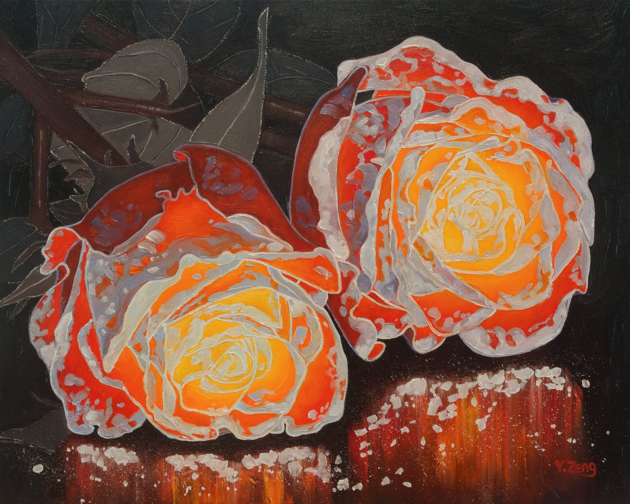 Rosas de freixo, 2023 (óleo sobre tela) de Yue Zeng