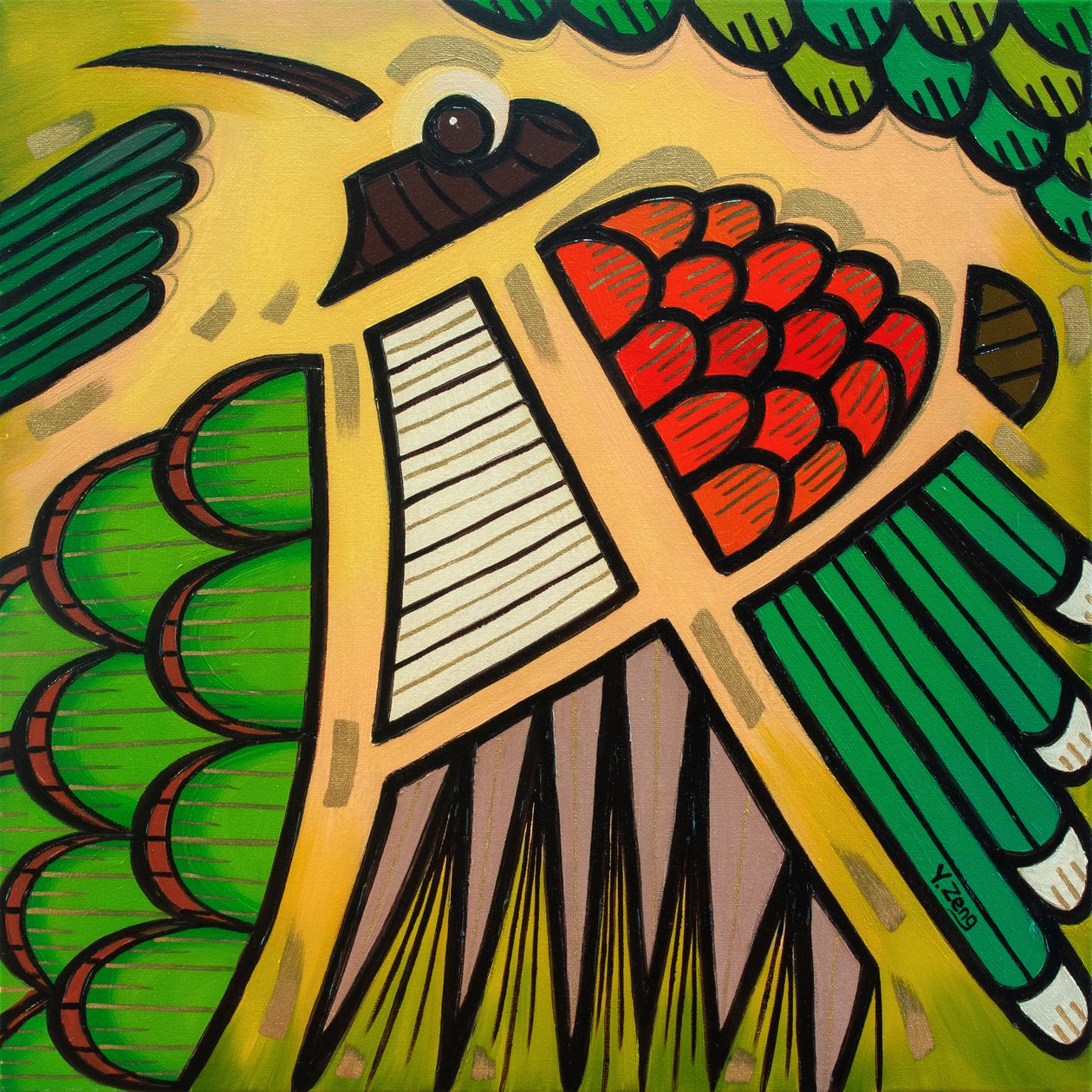 Aves de quintal Beija-flor, 2023 (óleo sobre tela) de Yue Zeng