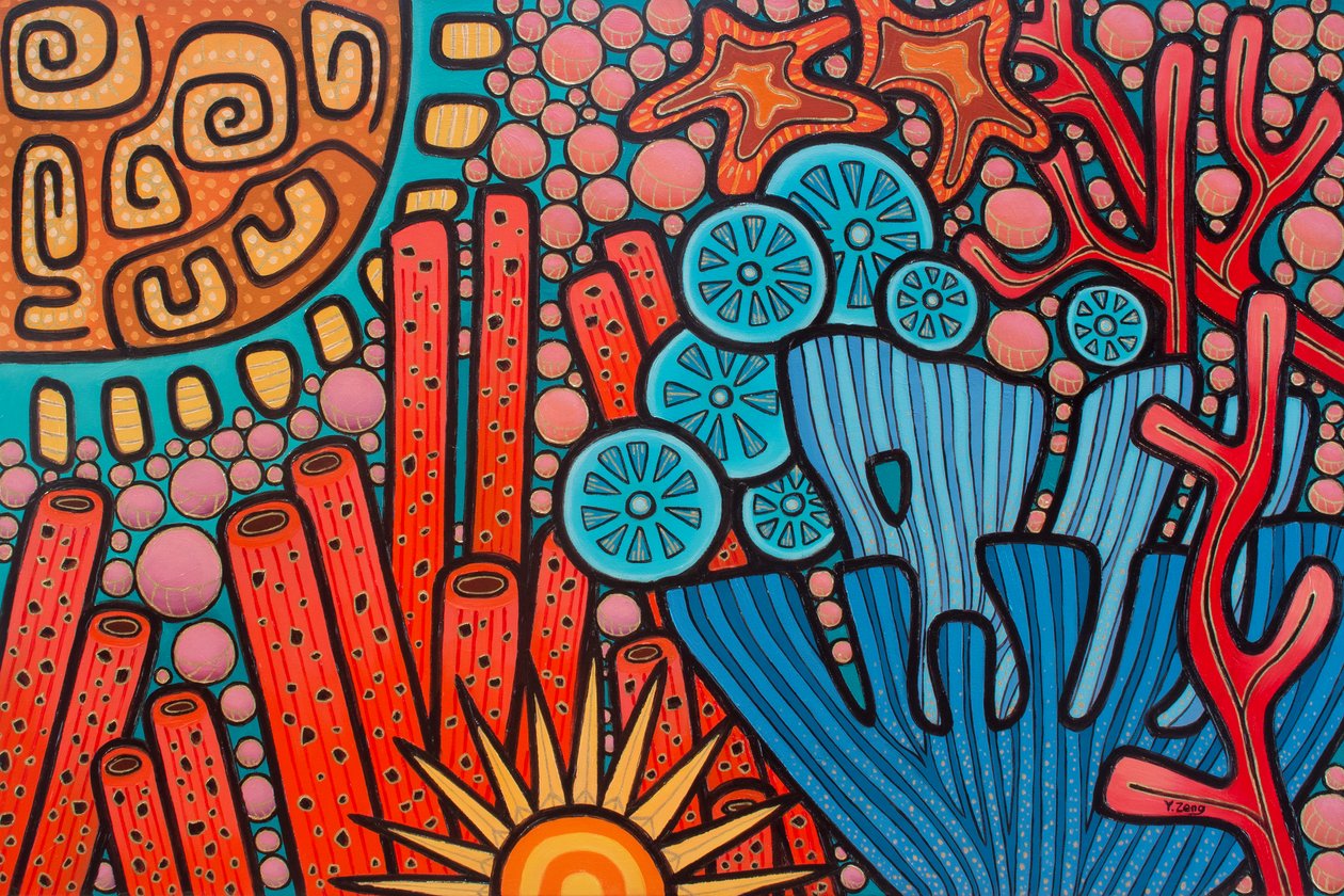 Coral reef pink, 2023 (óleo sobre tela) de Yue Zeng