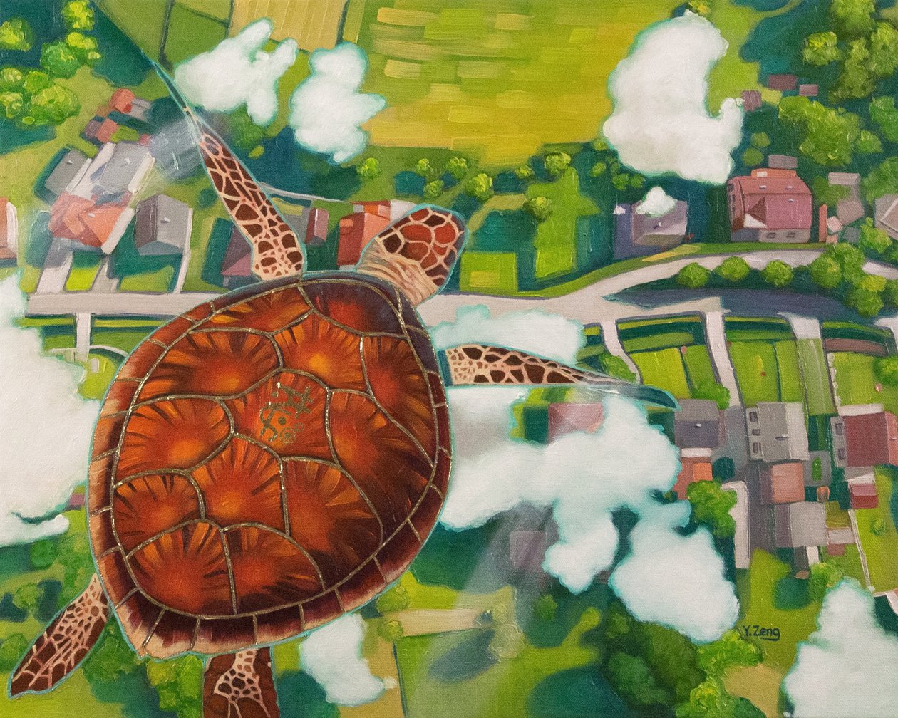 Altitude de cruzeiro, 2023 (óleo sobre tela) de Yue Zeng