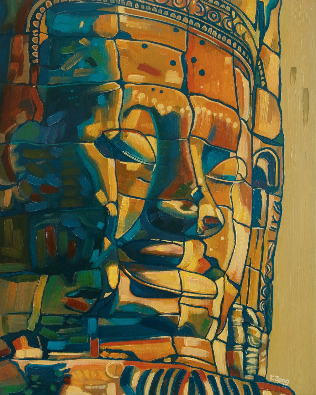 Sorriso Khmer, 2023 (óleo sobre tela) de Yue Zeng