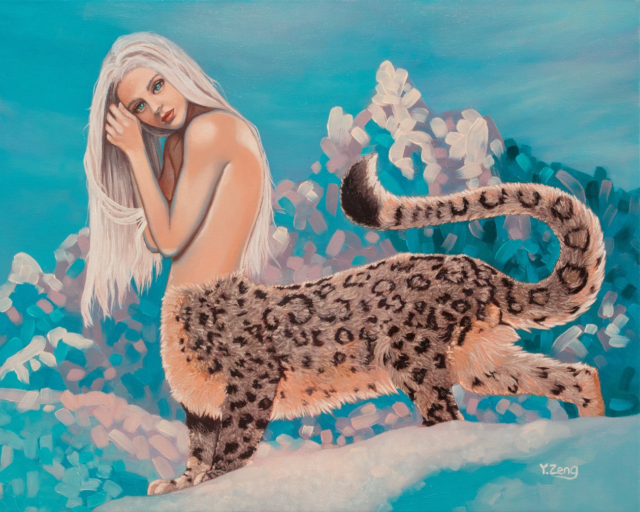 Mulher leopardo, 2023 (óleo sobre tela) de Yue Zeng
