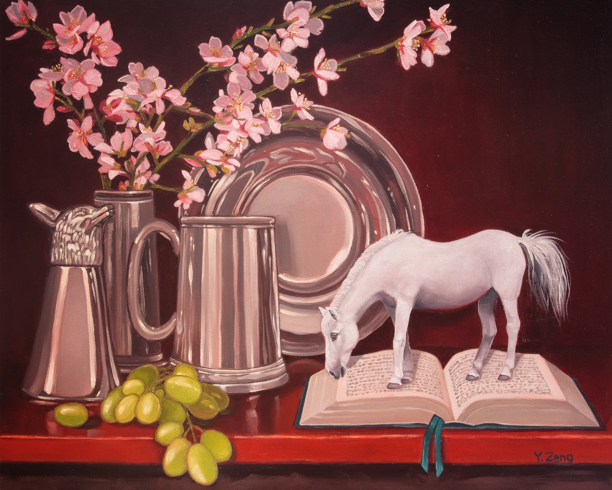 Cavalo em miniatura, 2023 (óleo sobre tela) de Yue Zeng