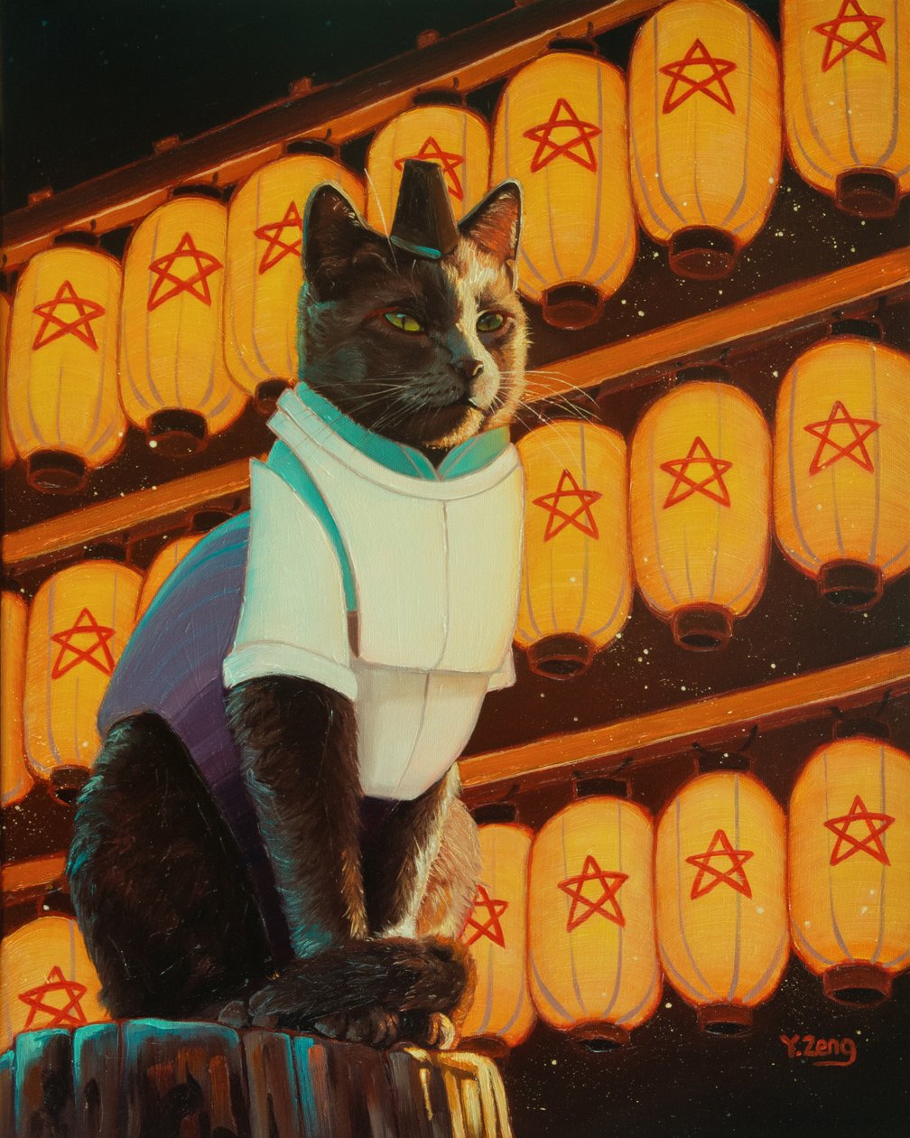 OnMeowJi, 2023 (óleo sobre tela) de Yue Zeng